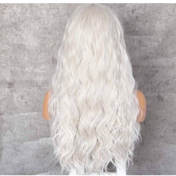 Platinum Gray White Loose Wave Lace Front Wig main image 6
